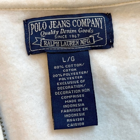 Polo Jeans Company Full Zip Ivory Hoodie Women's Size L - Picture 6 of 7